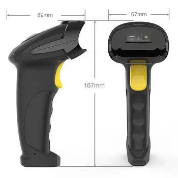 Wireless barcode scanner QOLTEC 50856 — 1D & 2D cordless handheld, USB interface, ABS housing, 170×62×100 mm, 203 g