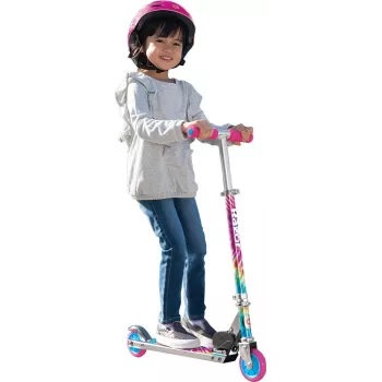 Children's scooter Razor A Tie-Dye — aluminium foldable 2-wheel scooter, adjustable handlebars, ABEC-5, max load 65 kg