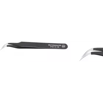 Wiha 32335 Precision Tweezers 7a, Pointed, Bent, Round, Fine, 120 mm