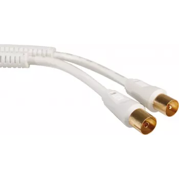 SECOMP antenna cable - IEC connector male to IEC connector female - 5 m - shielded - 100 dB - white