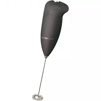Clatronic MS 3089 Battery-Powered Milk Frother, Black/Stainless Steel