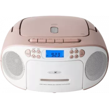 Reflexion RCR2260 Portable CD Boombox, White/Pink