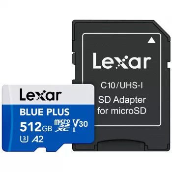 MicroSDXC memory card Lexar BLUE PLUS 512 GB, UHS‑I, Read 170 MB/s, U3/V30