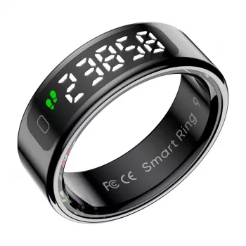 Smart ring Colmi R12 17.9 mm size 7 black — wearable health & notification ring