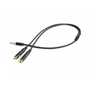 Gembird CCA-417M Audio Adapter, 4-pin 3.5 mm Male to 2x 3.5 mm Female, 0.2 m, Black