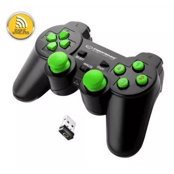 Esperanza Gladiator EGG108G Wireless Gamepad, 2.4 GHz, PC/PS3, Black/Green