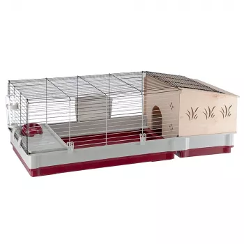 Cage Ferplast Krolik 140 Plus for Rabbit, Grey/Red, W1420×D600×H500 mm, Metal/Plastic