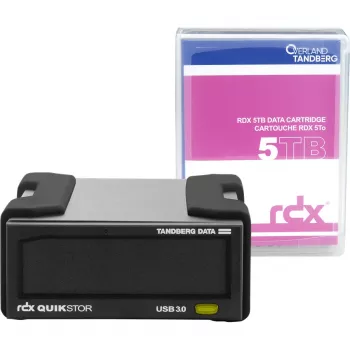 Overland-Tandberg 8882-RDX RDX QuikStor External Drive Kit with 5 TB RDX Cartridge, USB 3.2 Gen 1, 260 MB/s, 110 x 178 x 52 mm, Black