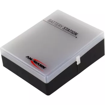 Ansmann Battery Box 48 for 24x AA, 16x AAA and 4x 9V, Black/Transparent