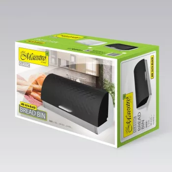 Maestro MR-1676-BLACK Bread Box, Black
