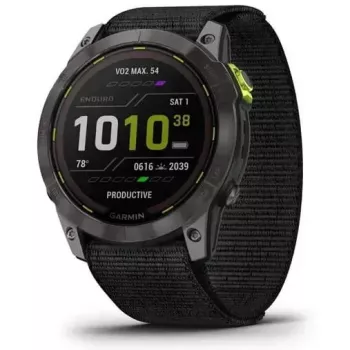 Garmin Enduro 2 Sapphire Solar smartwatch 35 mm, 1.4" MIP touchscreen 280 x 280, 32 GB, GPS, Wi-Fi, Carbon Grey DLC titanium case, Black band