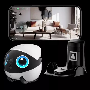 Enabot EBO Air 2 Plus Pet Companion Robot, 3K Camera, Night Vision, Wi-Fi, White