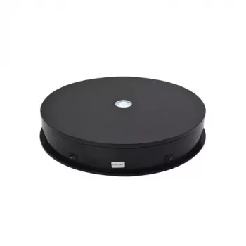 Electric 360° Rotating Display Stand with LED Lighting, Round 30cm, Black