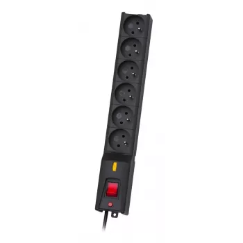 Lestar LX 610 G-A K.:CZ 3.0M Surge Protected Power Strip, 6 Outlets, 3 m, Black