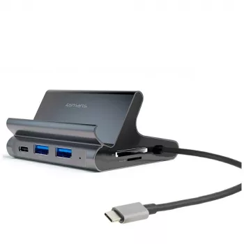 4smarts 7in1 Hub tablet and phone stand with DeX mode, HDMI, RJ45, Grey