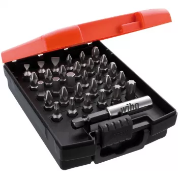 Wiha 26252 Standard Bit Set, 31 pcs, 25 mm, 1/4" C 6.3, Black