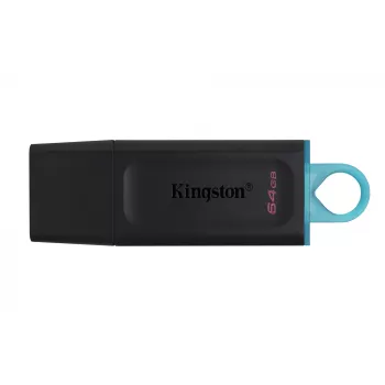 Kingston Technology DataTraveler Exodia USB pendrive 64 GB, USB-A 3.2 Gen 1, kupakkal és kulcstartóval, fekete/türkiz