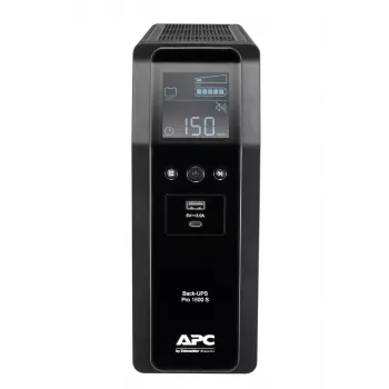 APC Back-UPS Pro, 1600VA/960W, torony, 230V, 8x IEC C13 aljzat, szinuszhullám, AVR, USB Type-A + C csatlakozók, LCD, felhasználó által cserélhető akkumulátor