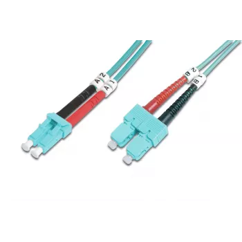 DIGITUS Fiber Optic Patch Cord, LC to SC Multimode 50/125 µ, Duplex Length 3m Class OM3