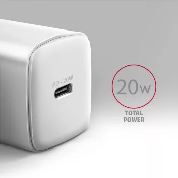 Axagon ACU-PD20W fali töltő 1x QC3.0/AFC/FCP/PD Type-C 20W fehér