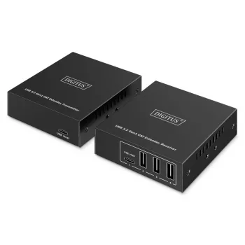 USB 3.2 Gen1 CAT Extender by DIGITUS DA-73121 — 5 Gbps, 4 ports (3× USB-A, 1× USB-C), 100 m, DC powered