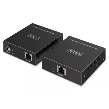 USB 3.2 Gen1 CAT Extender by DIGITUS DA-73121 — 5 Gbps, 4 ports (3× USB-A, 1× USB-C), 100 m, DC powered