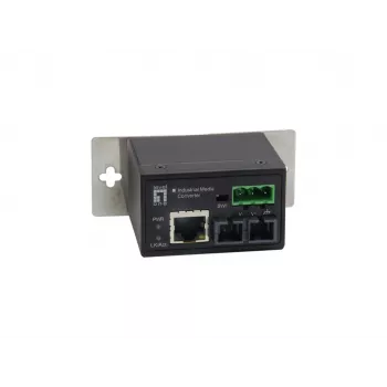 LevelOne RJ45-SC Fast Ethernet ipari médiakonverter, egymódusú üvegszál, 30 km, -40 °C és 75 °C között