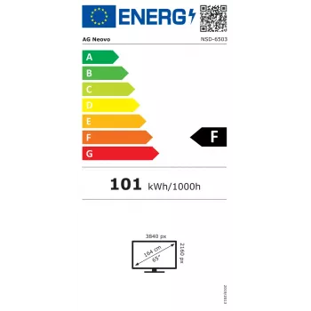 AG Neovo NSD-6503 163.8 cm (64.5") Digital Signage Display, VA LCD, 4K Ultra HD 3840 x 2160, 500 cd/m², 5 ms, Wi-Fi, 3x HDMI, Android 9, 24/7, Black