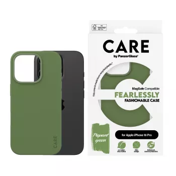 PanzerGlass CARE divatos tok iPhone 16 Pro 6,3 inch, MagSafe-pel, zöld
