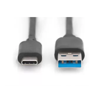 DIGITUS USB Type-C csatlakozókábel, Type-C - A M/M, 1 m SuperSpeed fekete