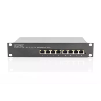 DIGITUS 8 portos Gigabit PoE switch 10 inch 8x10/100/1000Mbps RJ45 PoE 96W