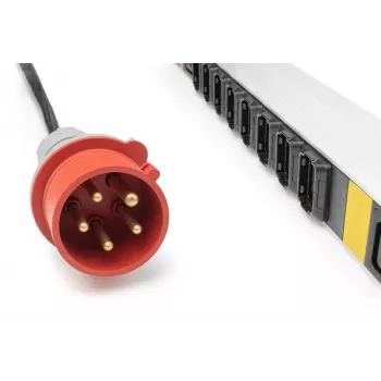 DIGITUS IT BASIC PDU. 3PH. 16A. 24 x C13. 3 x C19 vertikális. 3m kábel. IEC309 3Ph-16A csatlakozó