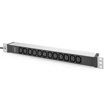 DIGITUS 1U alumínium PDU rackbe szerelhető 12x C13 16A 230VAC 50/60Hz védőérintkezős dugó