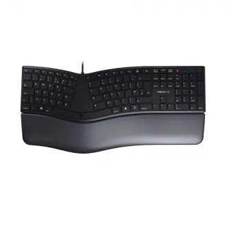 Kábeles ergonomikus teljes méretű billentyűzet Cherry KC 4500 ERGO fekete USB QWERTY UK 109 gomb ívelt elrendezés csuklótámasz 1,8 m kábel