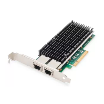 DIGITUS Ethernet szerveradapter – 10 Gbit/s kétportos PCIe X8, Intel X540 BT2