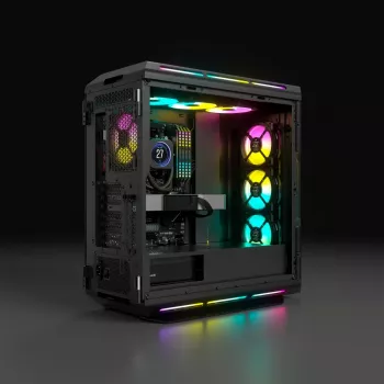 CORSAIR Mid-Tower ATX PC-ház – iCUE 5000T – RGB Tempered Glass – fekete