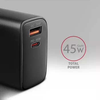 Axagon ACU-PQ45 töltő QC 3.0 4.0 AFC FCP PPS PD 45W fekete
