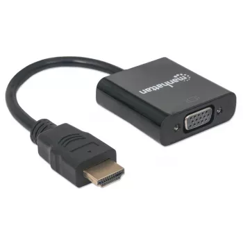 Manhattan 151467 HDMI to VGA Converter, HDMI Male to VGA Female, Optional Micro-USB Power Port, 22 cm, Black
