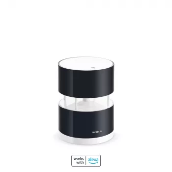 Netatmo NWA01-WW okos szélmérő időjárás-állomáshoz, szélsebesség és -irány, vezeték nélküli, WLAN, 0–45 m/s, 100 m hatótávolság, 4x AA, fekete, átlátszó