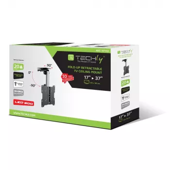 Techly összecsukható behúzható mennyezeti tartó LED/LCD TV-hez 17 inch–37 inch fekete