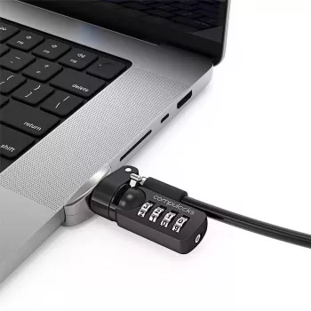 Compulocks Ledge Lock Adapter for MacBook Pro 16 inch M1 M2 M3 Combination Cable Lock Silver