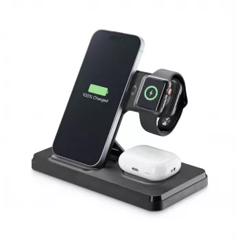 Tech Pop mobile device dock station Smartwatch/Smartphone Black
