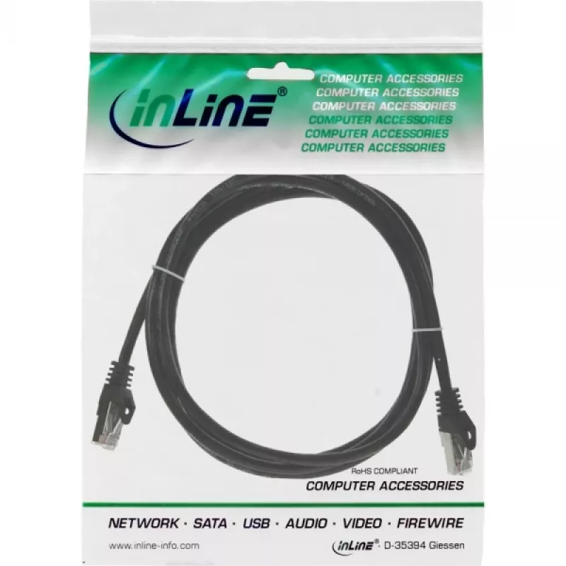 InLine patchkábel U/UTP Cat.5e fekete 0,5 m