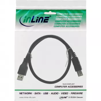 USB 3.2 Gen.1 kábel Type-A dugó / Type-B dugó InLine 35350 5m fekete