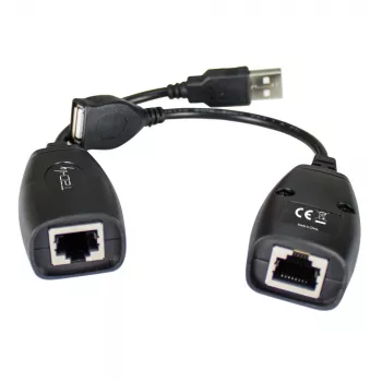 Techly IUSB-EXTENDTY5 USB extender over Cat.5e/6 cable up to 50 m, USB to RJ-45, Black