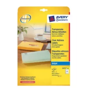 Nyomtatócímkék átlátszó Avery J4721-25