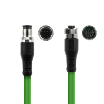 ACT Industrial 1,50 méter érzékelőkábél M12D 4 pólusú dugó M12D 4 pólusú hüvelyre, Superflex Xtreme TPE-kábel, árnyékolt