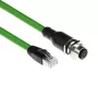 ACT Industrial 3,00 méter érzékelőkábél M12D 4 pólusú hüvely ház RJ45 dugóra, Superflex Xtreme TPE kábel, árnyékolt