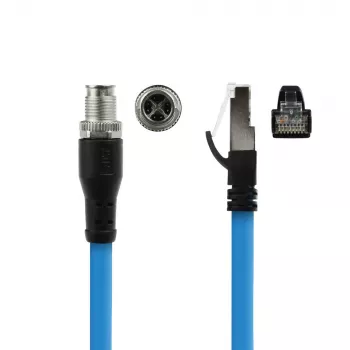 ACT Industrial 3,00 méter érzékelőkábél M12X 8 pólusú dugó ház RJ45-re, Superflex SF/UTP TPE kábel, árnyékolt