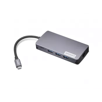 Dokkoló adapter Lenovo GX91M73946 USB-C kábeles, 100 W, HDMI, VGA, 3x USB-A, SD-kártyaolvasó, Gigabit Ethernet, 4K@30Hz, szürke